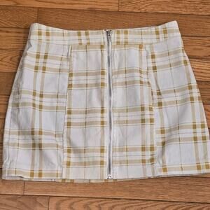 Forever 21 Women's Skirt Size M Plaid Zip-Up Preppy Slim Mini